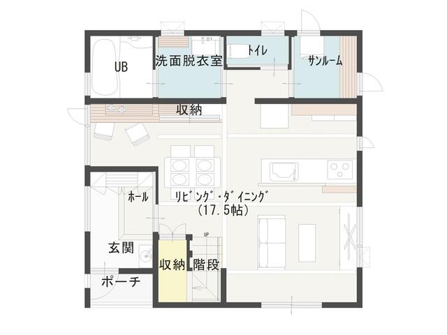 【富山市 赤田】［ 通常予約］2階建て　子育て家族に人気な大人かわいい家【モデルハウス】の間取り画像