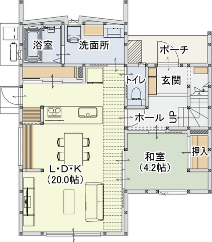 【津山市小原】白色の畳が目を引く和室の2階建ての間取り画像