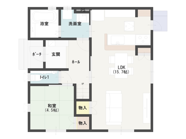 【徳島市国府町】シンプルな暮らしが叶う 収納力抜群な家の間取り画像