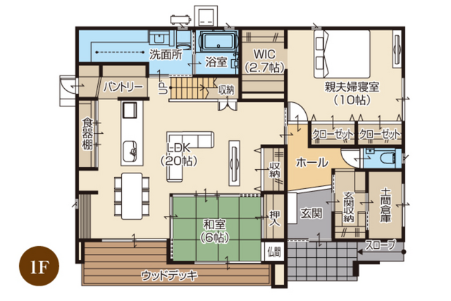 鳥取市湯所町 7/3・4 二世帯住宅 完成見学会の間取り画像