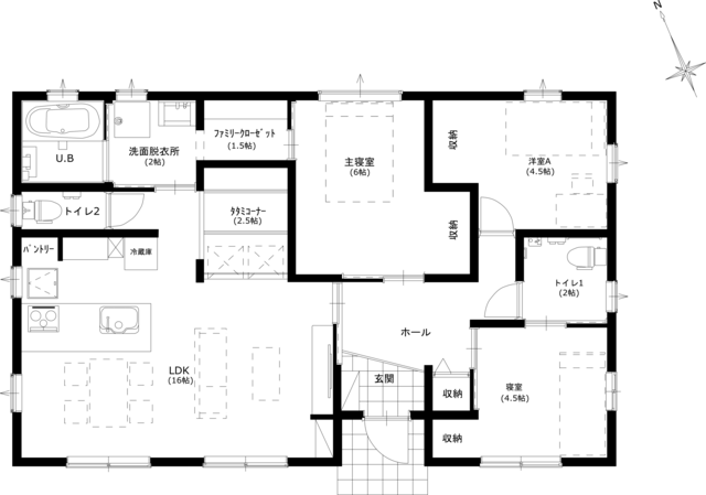 9/3-4浜松市浜北区高畑｜金属サイディングがかっこいい平屋【完成見学会】の間取り画像